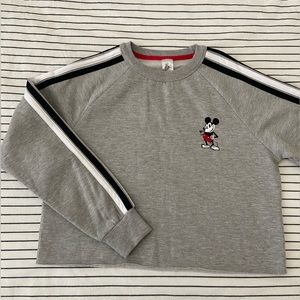 Disney Cropped Mickey Mouse Sweatshirt with Sleeve Stripes